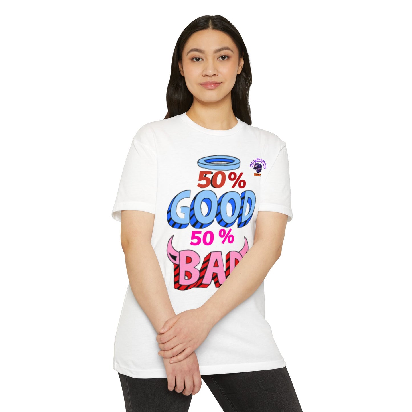 50% Good, 50% Bad Unisex T-Shirt  Fun Graphic Tee, Casual Wear, Gift for Friends, Party Attire,
