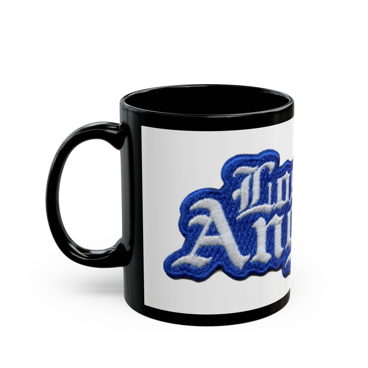 Los Angeles Embroidered Black Coffee Mug, 11oz & 15oz, Stylish Gift for City Lovers, Travel Souvenir, Cool Drinkware, Urban Decor