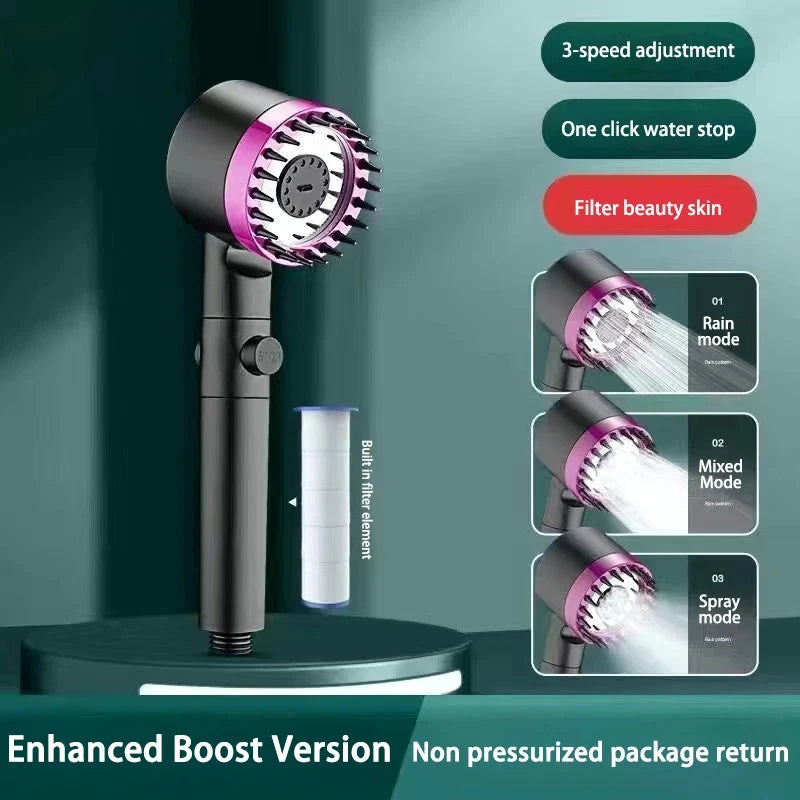 New Portable Shower Head 3 Modes High Pressure Showerhead Filter Rainfall Faucet Tap Bathroom Bath Home Innovative Accessory