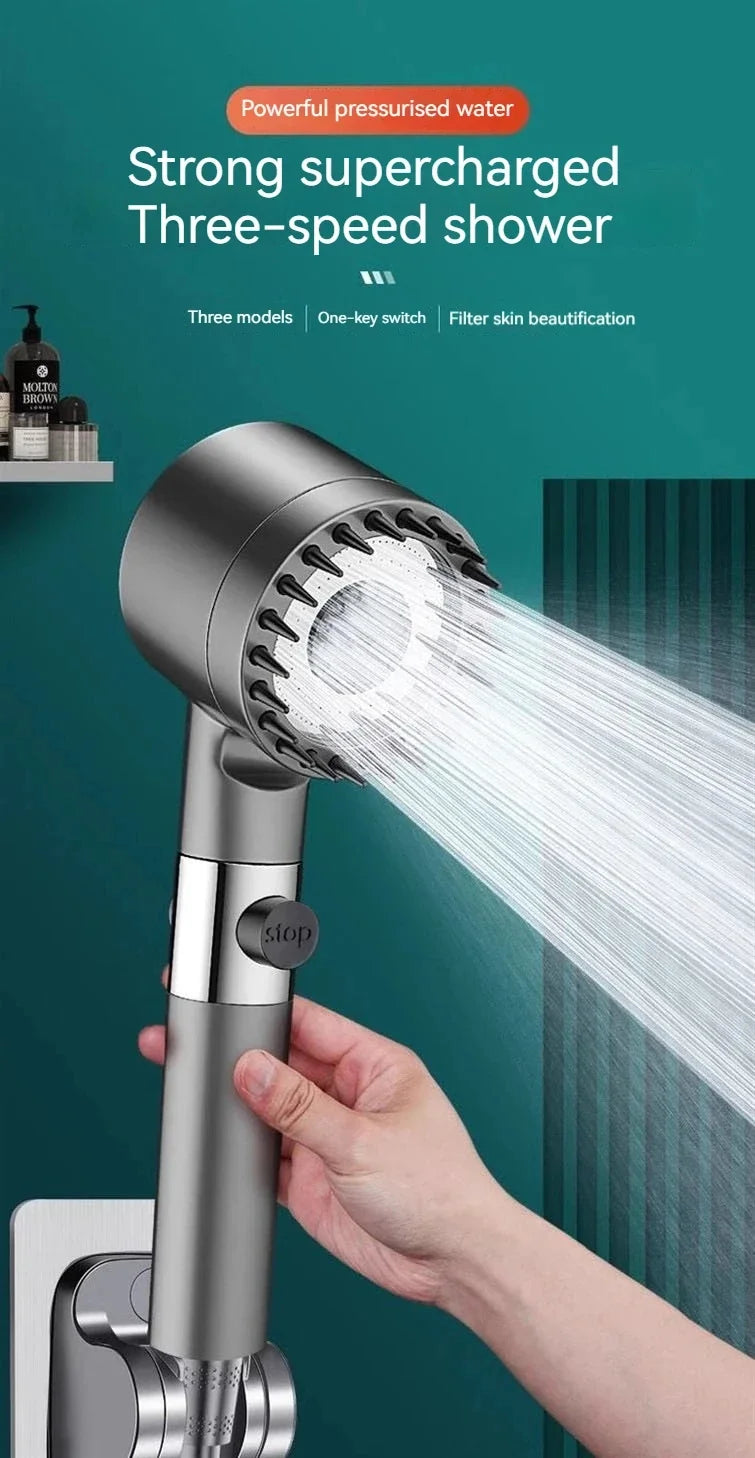New Portable Shower Head 3 Modes High Pressure Showerhead Filter Rainfall Faucet Tap Bathroom Bath Home Innovative Accessory