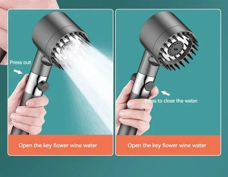 New Portable Shower Head 3 Modes High Pressure Showerhead Filter Rainfall Faucet Tap Bathroom Bath Home Innovative Accessory